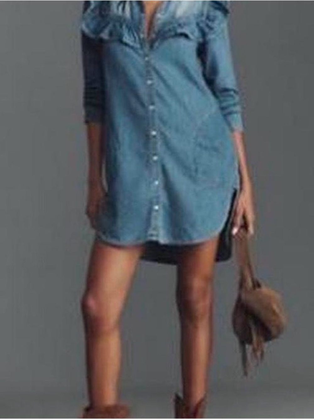 Pilcro by Anthropologie Blue Denim Mini Shirt Dress